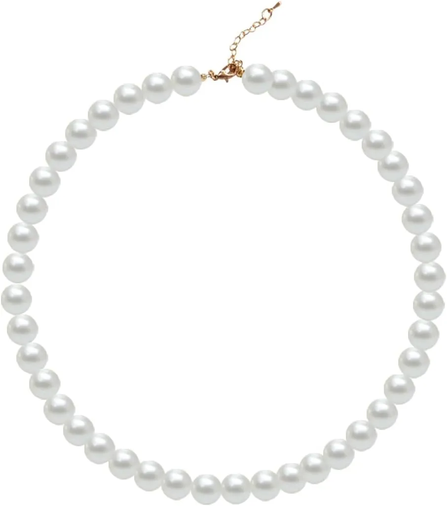 Pearl Choker Necklace for Women, 4/6/8/10mm White Imitation Pearl Necklace, Round Faux Glass Pearl Necklace, Pearl Necklace, Elegant Wedding Parties Pearl Necklace