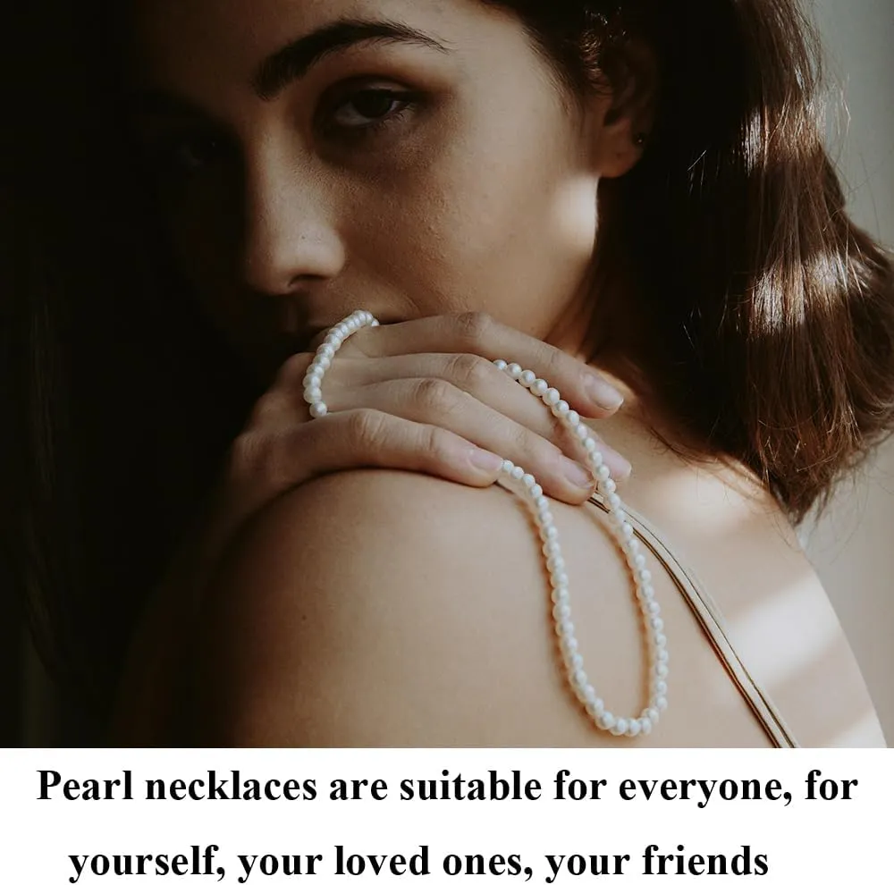 Pearl Choker Necklace for Women, 4/6/8/10mm White Imitation Pearl Necklace, Round Faux Glass Pearl Necklace, Pearl Necklace, Elegant Wedding Parties Pearl Necklace