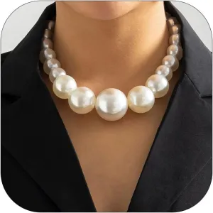 Pearl Choker Necklace for Women Vintage Pearl Beaded Necklace Gold Twisted Pearl Necklace Chunky Pearl Statement Necklace Pary Prom Necklace