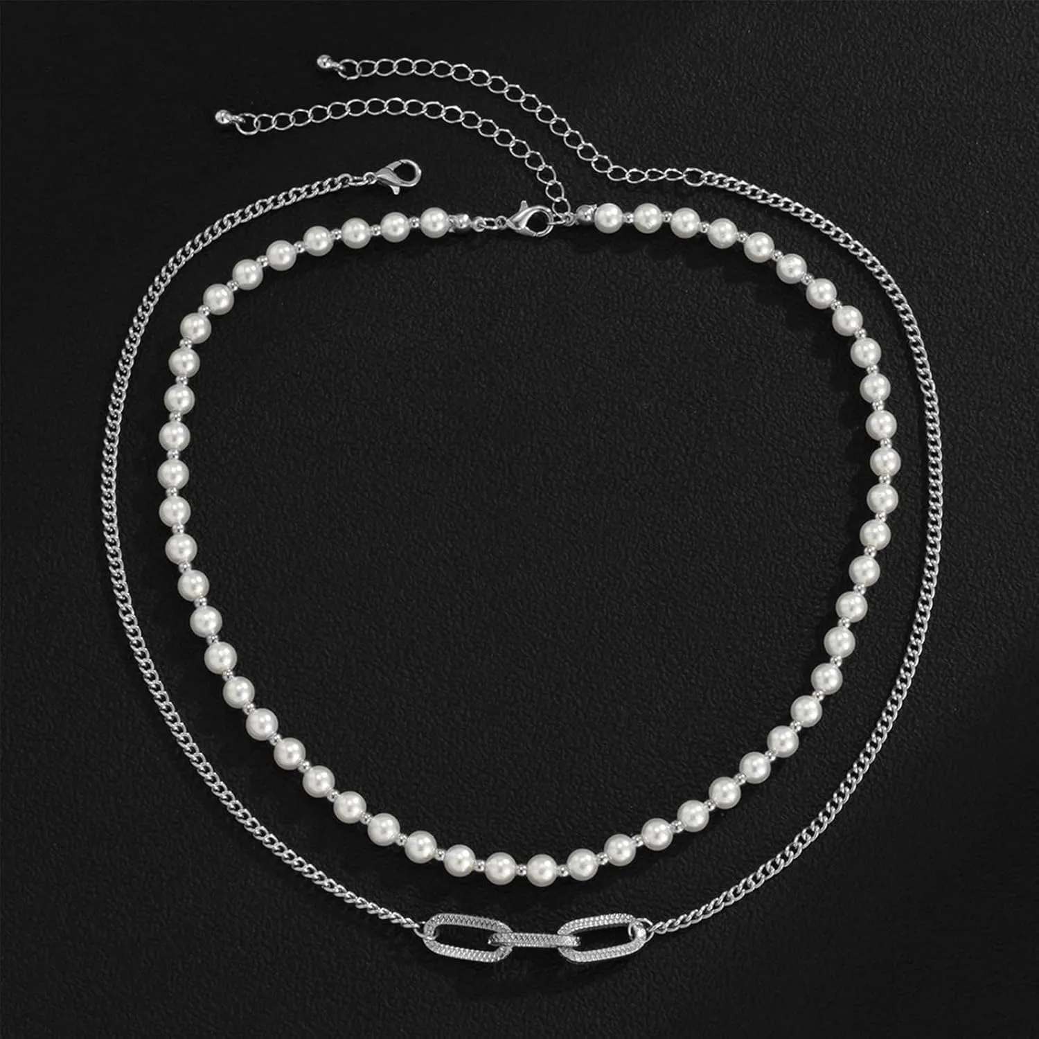 Pearl Choker Necklaces for Men White Pearl Necklace Set Gold Chain Layered Necklace Trendy Pearl Jewelry for Men Birthday Gifts for Boyfriend