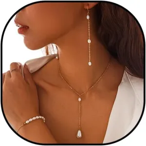 Pearl Necklace and Earring Set Pearl Jewelry Set for Women Beaded Necklace and Bracelet Set for Wedding Birthday Party Gift