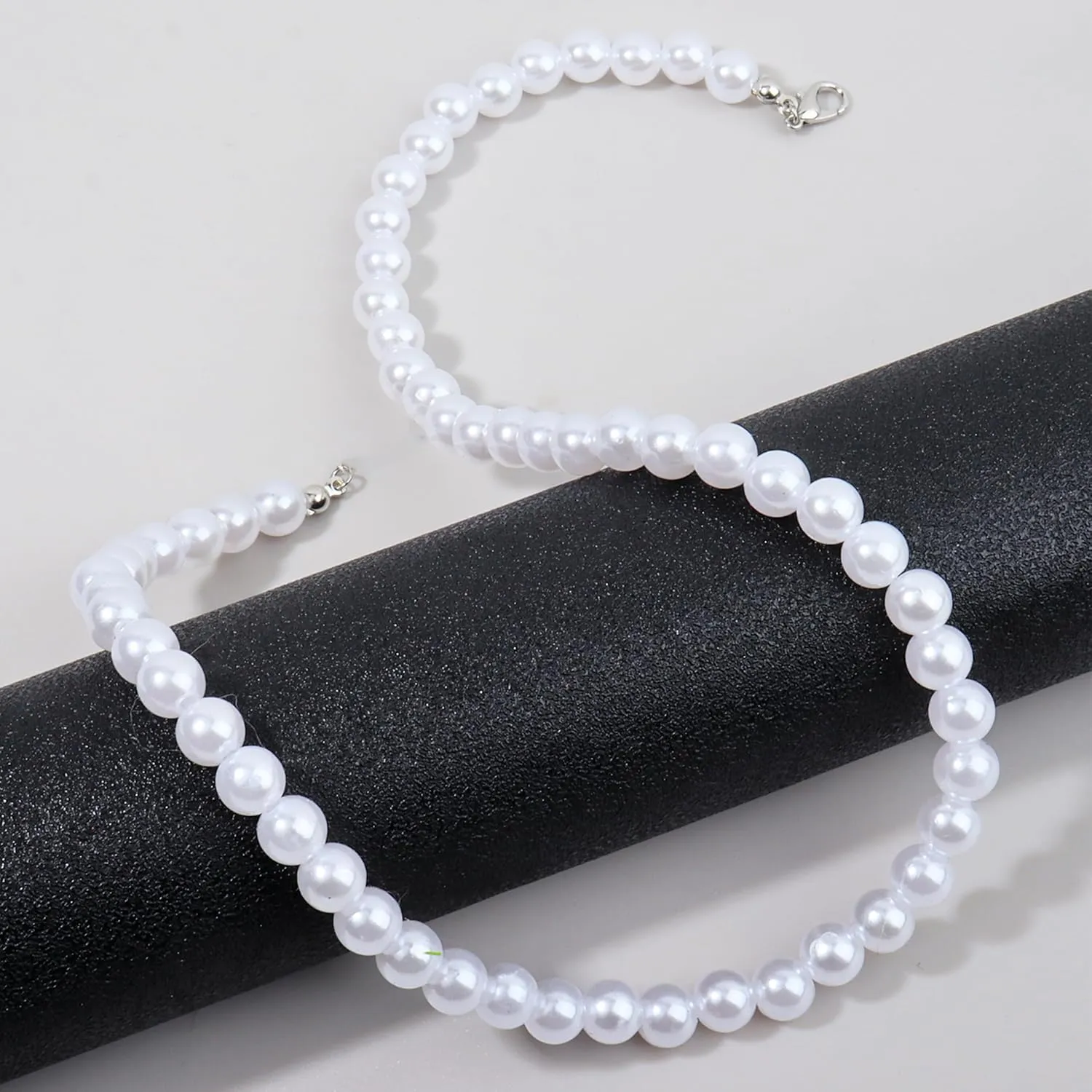 Pearl Necklace for Men Round White Pearl Necklace Jewelry Pearl Choker Necklace Strand Pearl Jewelry Gift for Men