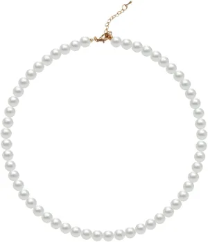 Pearl Necklace for Women, 4/6/8/10mm White Imitation Pearl Necklace, Round Faux Glass Pearl Necklace, Pearl Choker Necklace, Elegant Wedding Parties Necklace