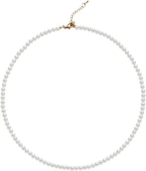 Pearl Necklace for Women, 4/6/8/10mm White Imitation Pearl Necklace, Round Faux Glass Pearl Necklace, Pearl Choker Necklace, Elegant Wedding Parties Necklace