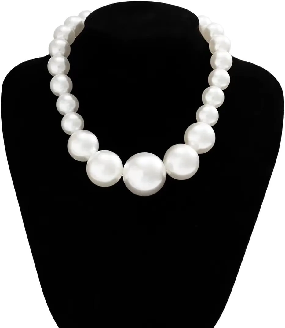 Pearl Necklace for Women Big Chunky Pearl Choker Necklace Exaggerated Large Pearl Necklace Dainty Statement Bride Wedding Jewelry