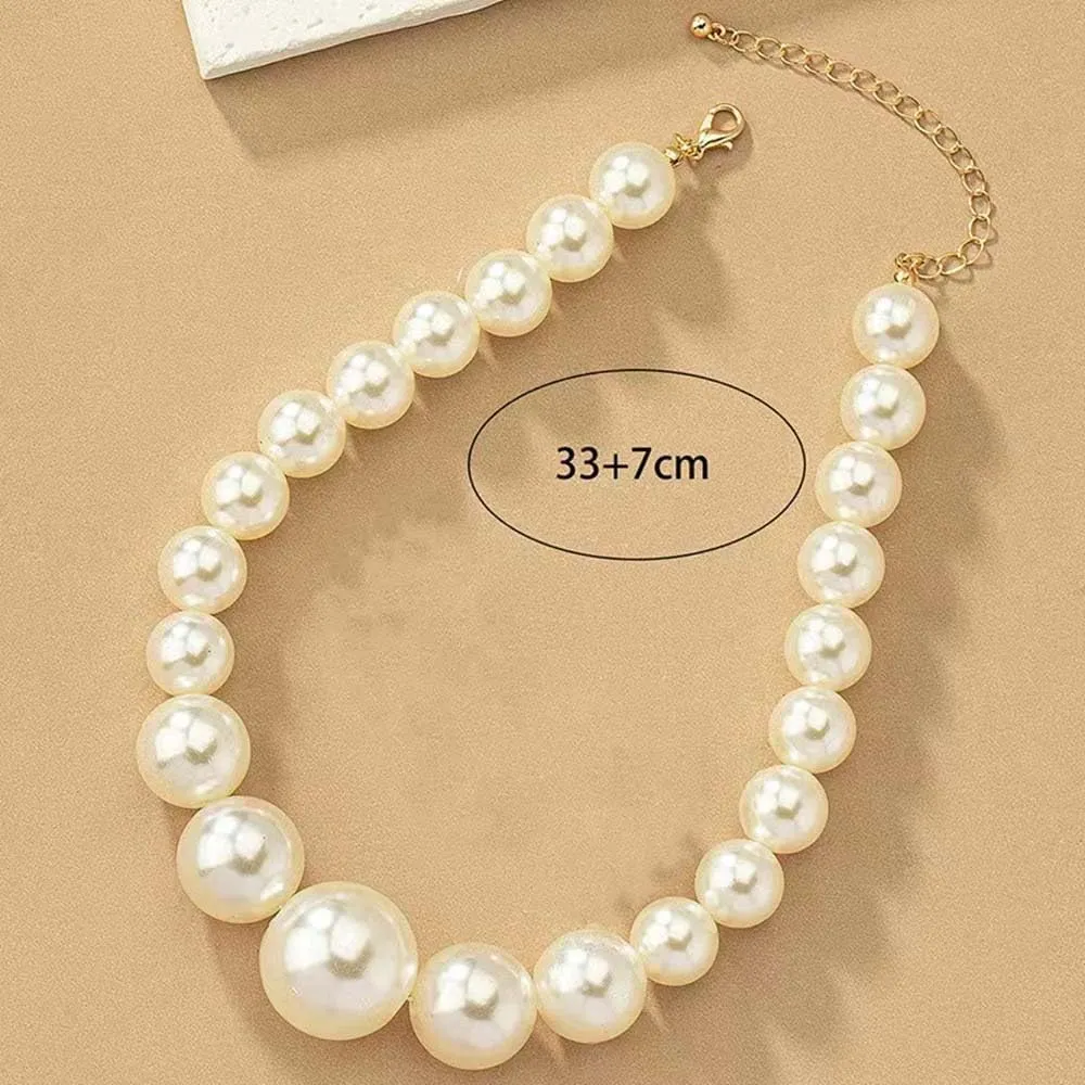 Pearl Necklace for Women Big Chunky Pearl Choker Necklace Exaggerated Large Pearl Necklace Dainty Statement Bride Wedding Jewelry