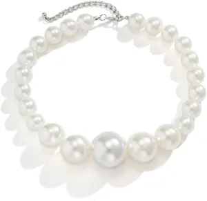 Pearl Necklace for Women Big Chunky Pearl Choker Necklace Exaggerated Large Pearl Necklace Dainty Statement Bride Wedding Jewelry