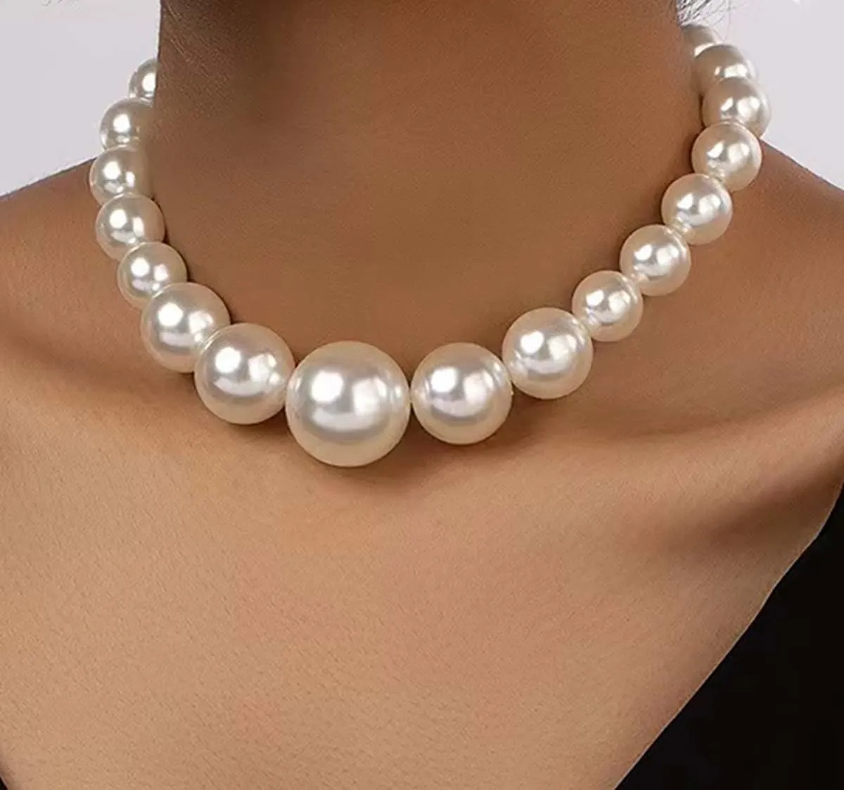 Pearl Necklace for Women Big Chunky Pearl Choker Necklace Exaggerated Large Pearl Necklace Dainty Statement Bride Wedding Jewelry