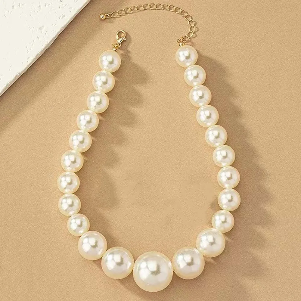 Pearl Necklace for Women Big Chunky Pearl Choker Necklace Exaggerated Large Pearl Necklace Dainty Statement Bride Wedding Jewelry