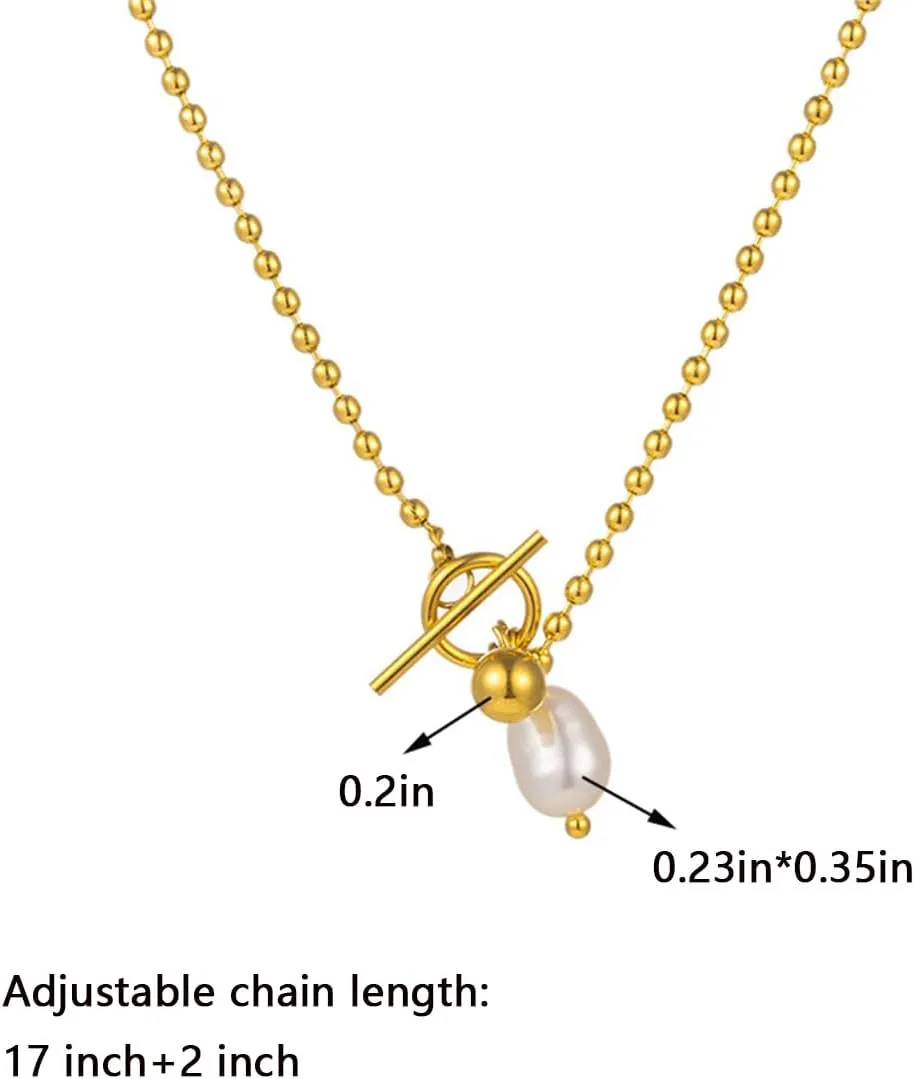 Pearl Necklace for Women Dainty Round Pearl Pendant Necklace Trendy Pearl Necklace Simple Wedding Prom Bridal Pearls Jewelry Gifts