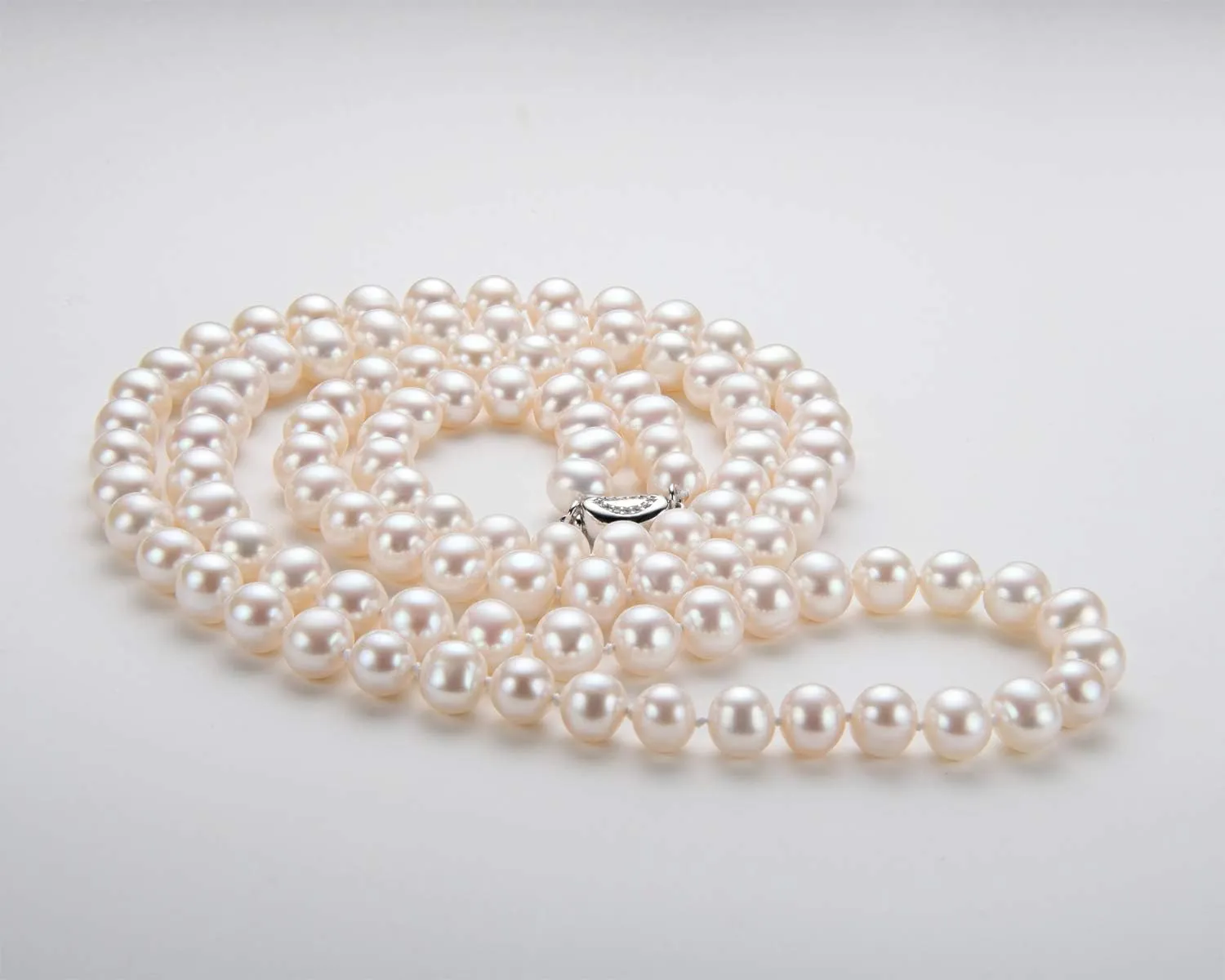 Pearl Strand Necklace for Women Men, Freshwater Cultured White Pearl Bead Choker/Long Necklaces Jewelry Gift for Mom Wife Bride, Size: 6-7mm/7-8mm/8-9mm/9-10mm/10-11mm