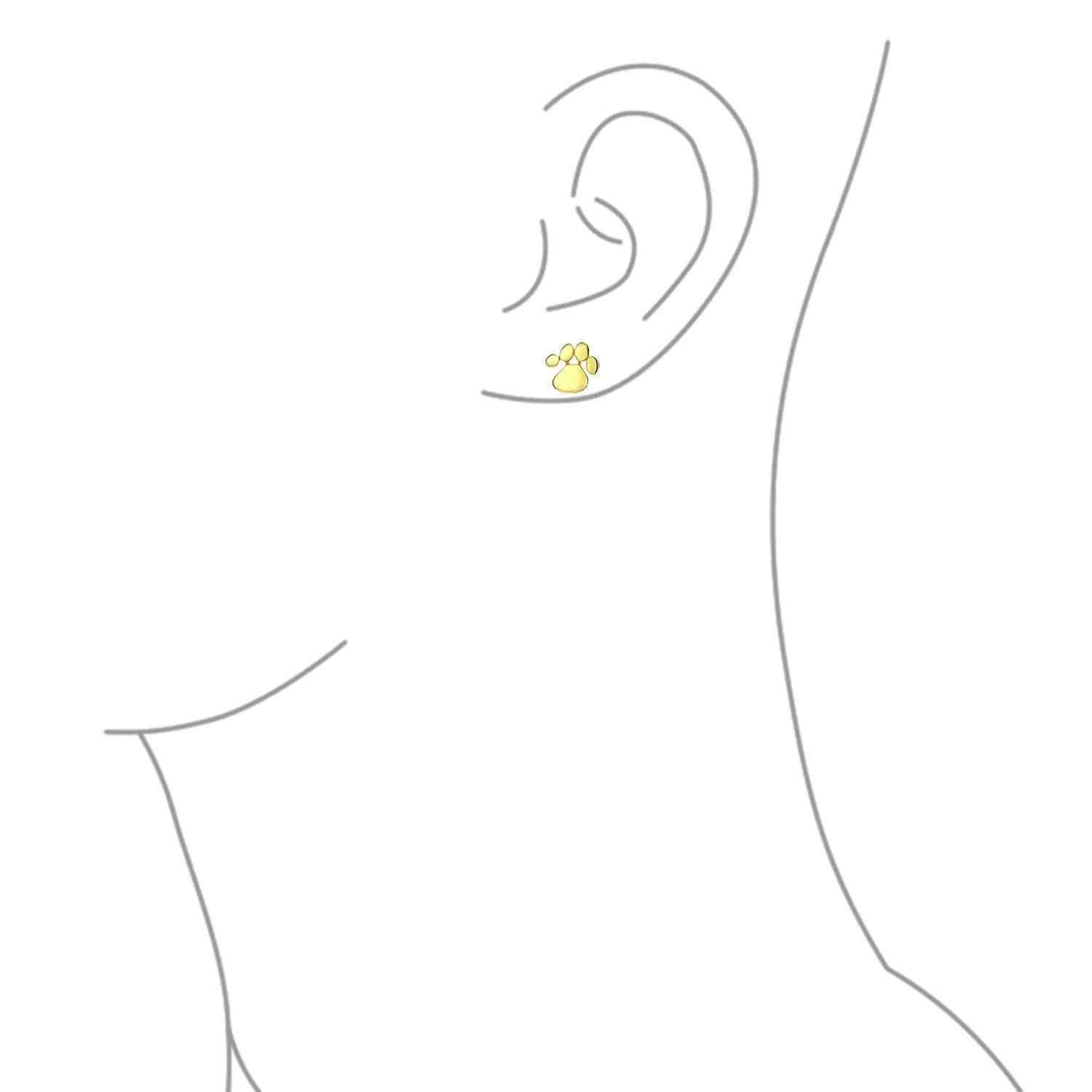 Personalized Initials Pet Paw Print Stud Earrings & Pendant in Gold/Silver