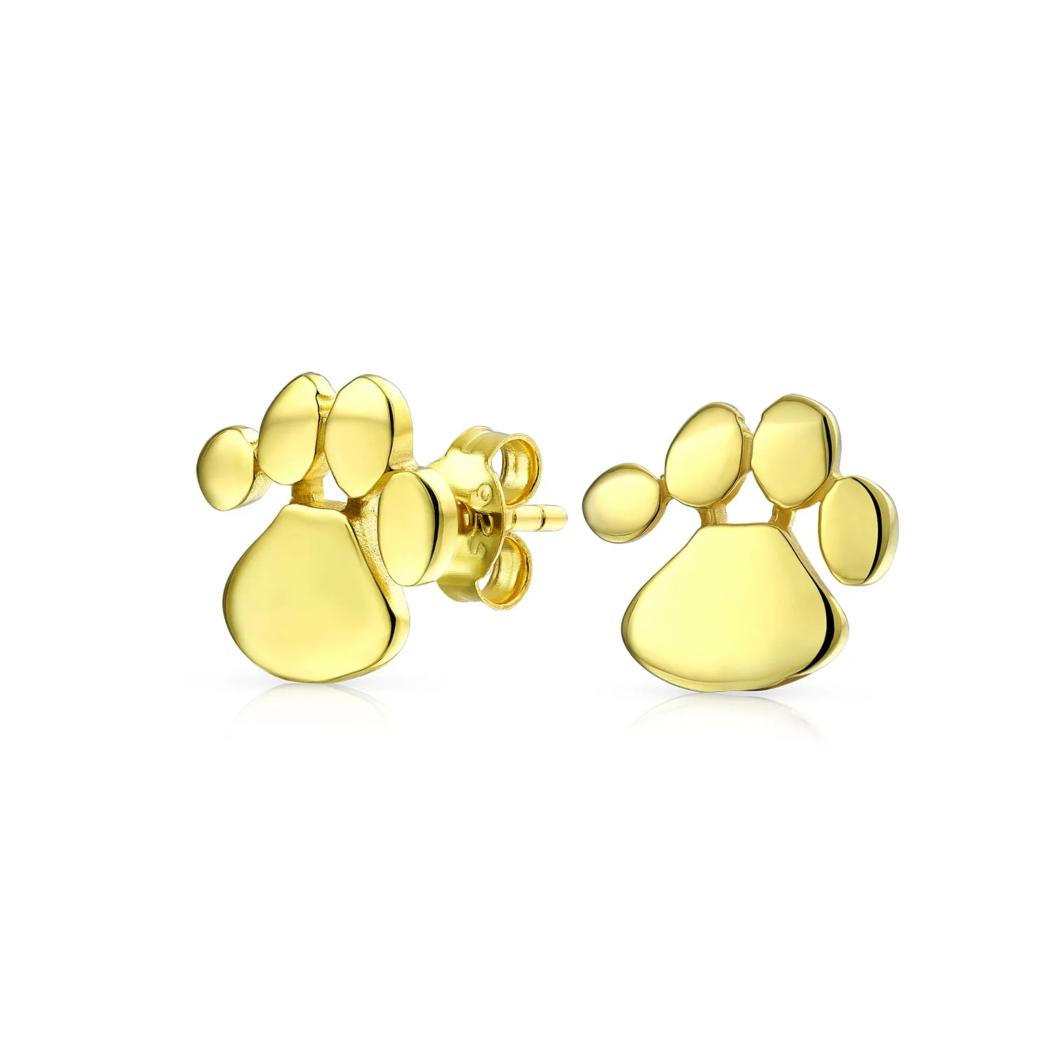 Personalized Initials Pet Paw Print Stud Earrings & Pendant in Gold/Silver