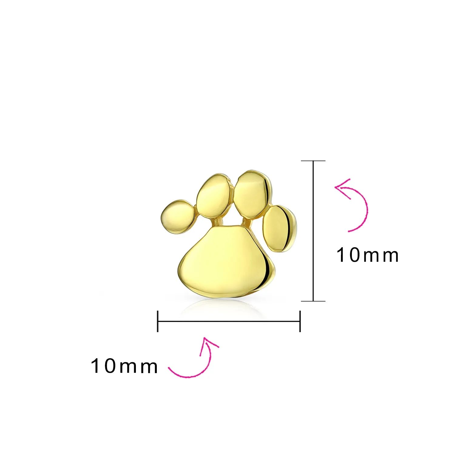 Personalized Initials Pet Paw Print Stud Earrings & Pendant in Gold/Silver