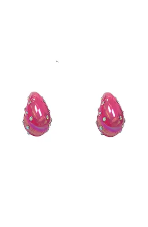 Pink AB Stone Puffy Earrinigs