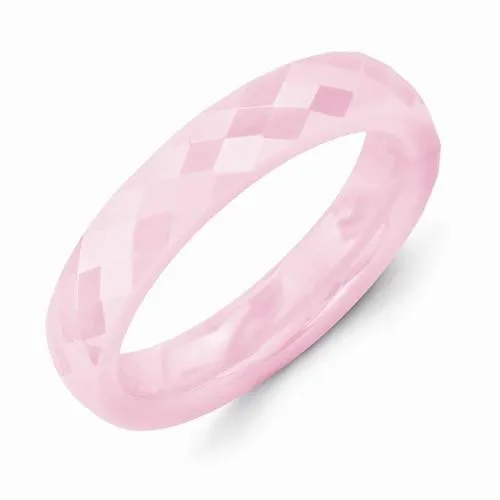 Pink Ceramic 4mm Faceted Polished Band