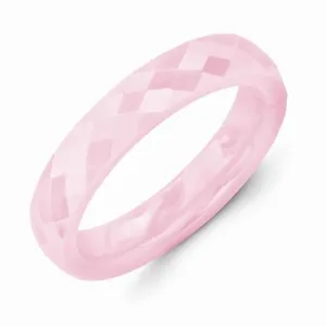 Pink Ceramic 4mm Faceted Polished Band