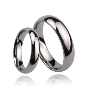 Polished Titanium Steel Heart Couple Rings