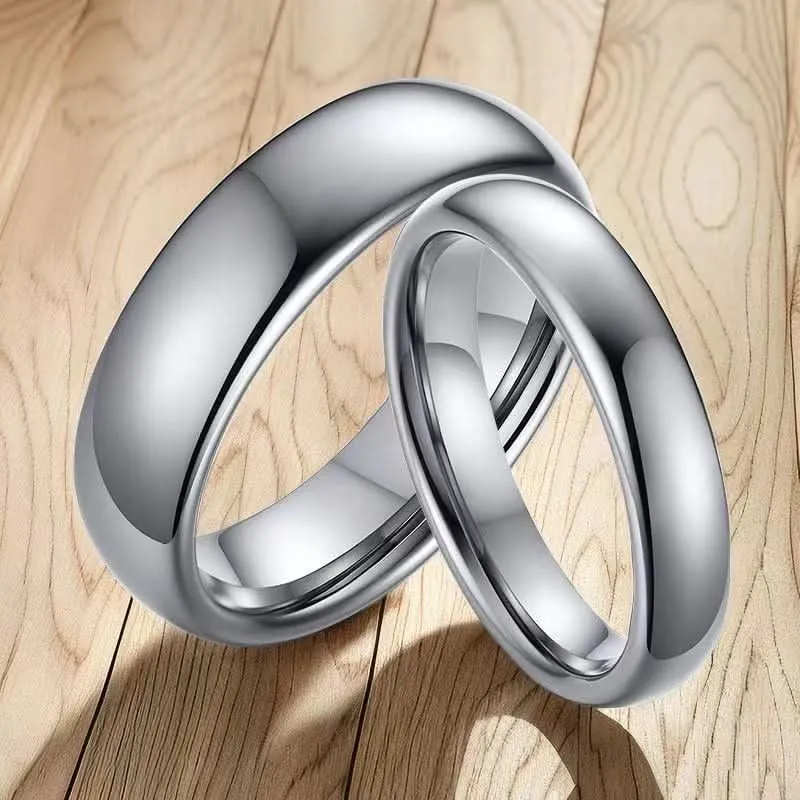 Polished Titanium Steel Heart Couple Rings