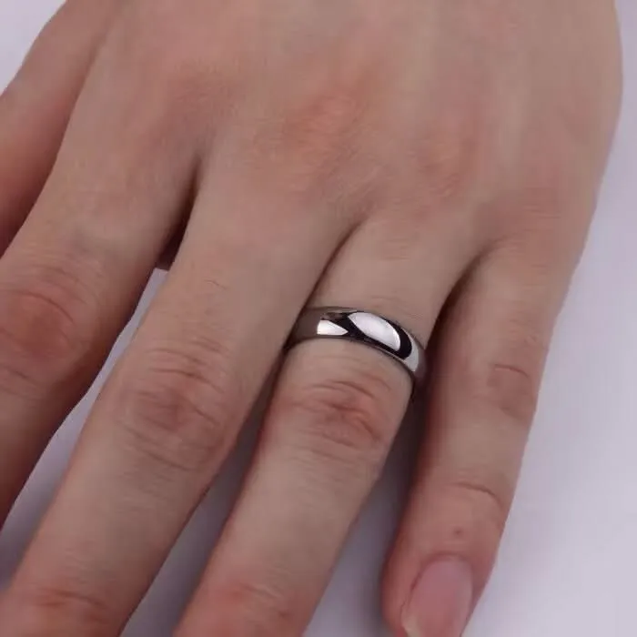 Polished Titanium Steel Heart Couple Rings