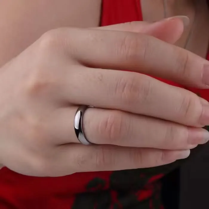Polished Titanium Steel Heart Couple Rings