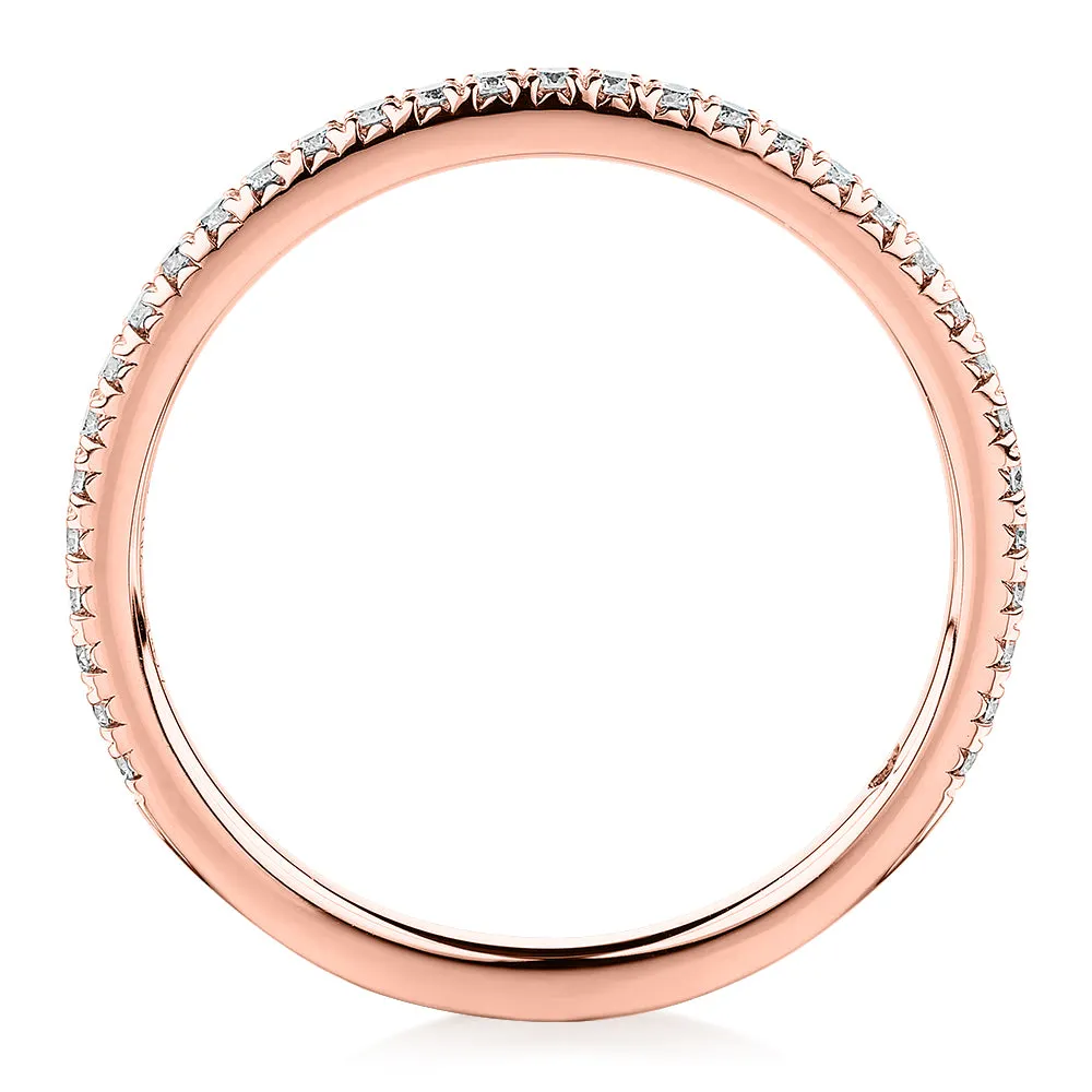 Premium Lab-Grown Diamond, 0.23 carat TW round brilliant wedding or eternity band in 18 carat rose gold