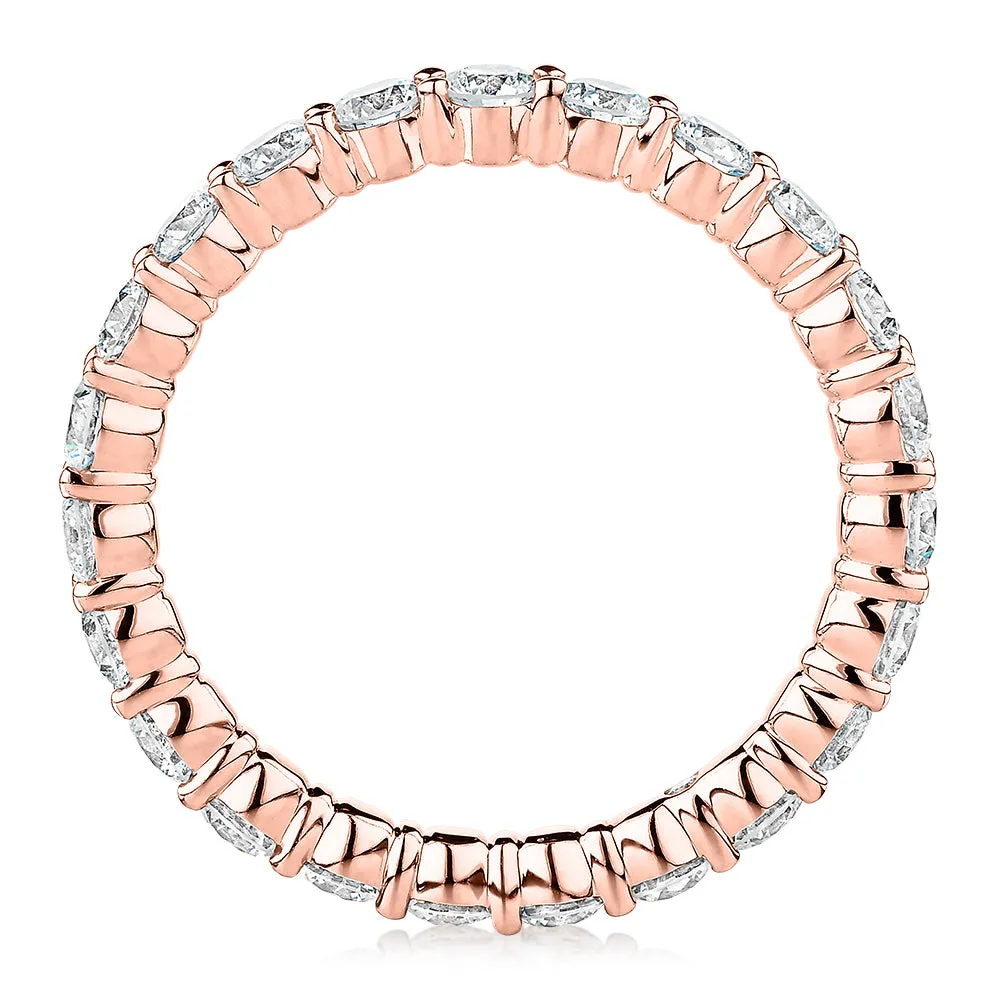 Premium Lab-Grown Diamond, 1.86 carat TW round brilliant all-rounder wedding or eternity band in 18 carat rose gold