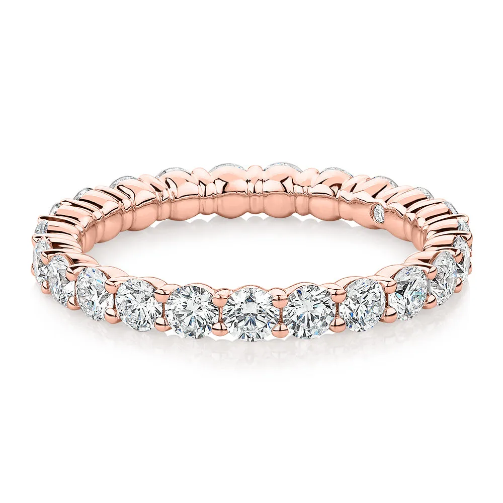Premium Lab-Grown Diamond, 1.86 carat TW round brilliant all-rounder wedding or eternity band in 18 carat rose gold