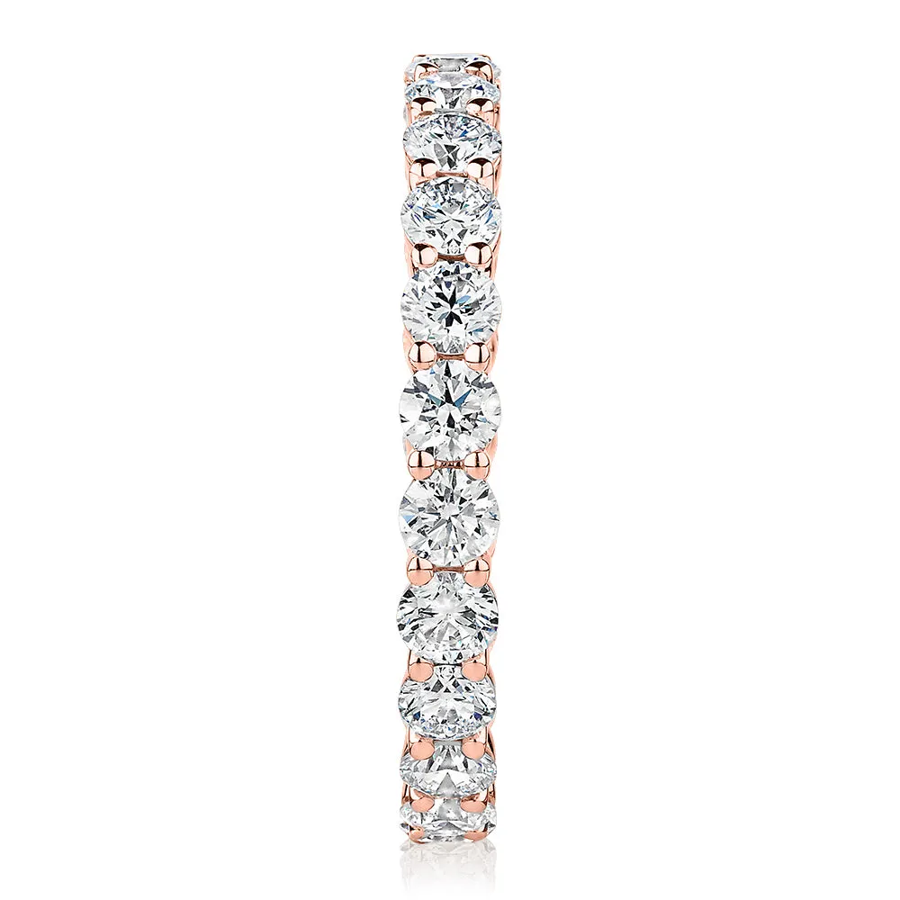 Premium Lab-Grown Diamond, 1.86 carat TW round brilliant all-rounder wedding or eternity band in 18 carat rose gold