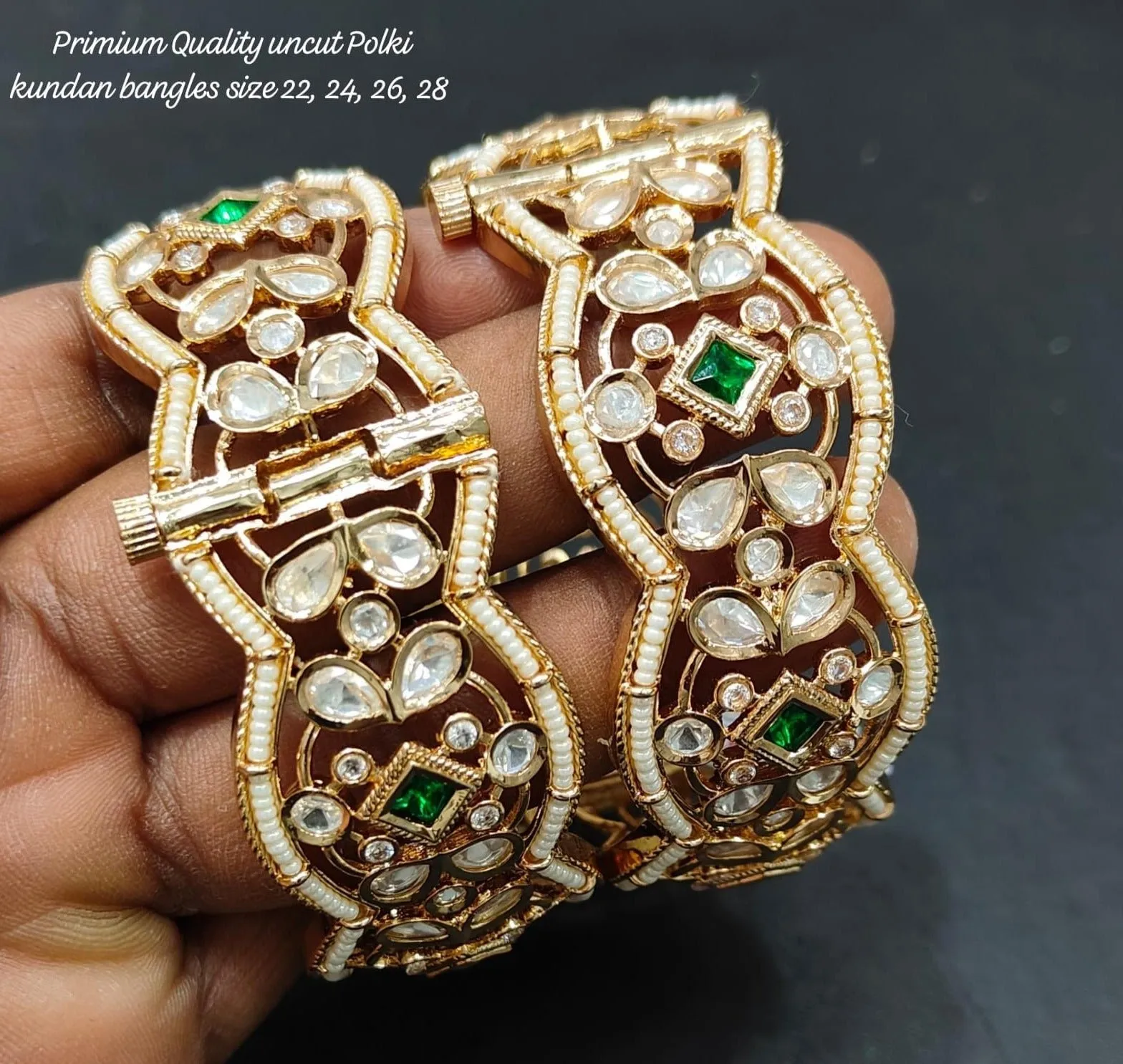 Premium Quality Uncut Polki Kundan Bangles Set , Exquisite Traditional Jewelry , Uncut Polki Bangles,Traditional Jewelry