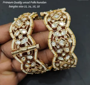 Premium Quality Uncut Polki Kundan Bangles Set , Exquisite Traditional Jewelry , Uncut Polki Bangles,Traditional Jewelry