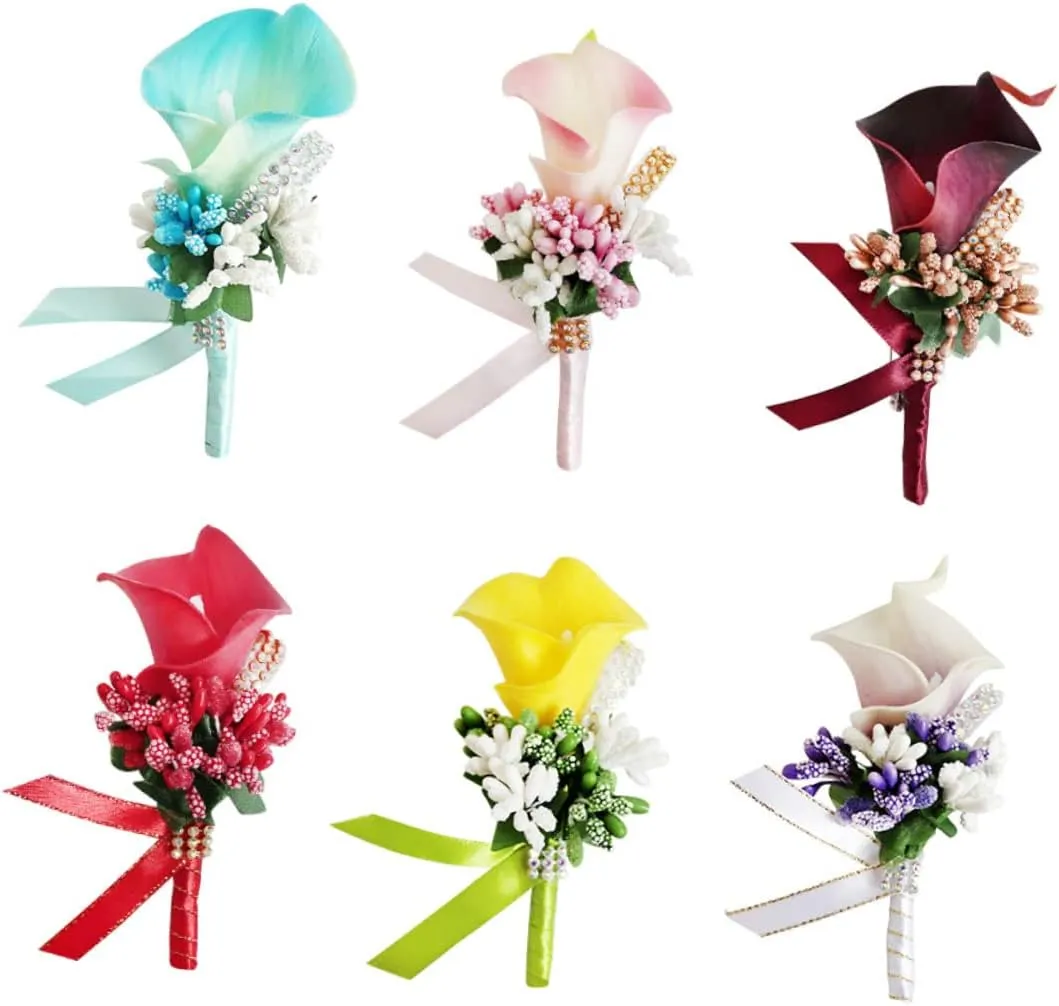 PRETYZOOM 1PC Elegant PU Floral Brooch Pin for Weddings Simulation Boutonniere with Rhinestone Inlay for Brides Bridesmaids and Special Occasions Evening Accessory