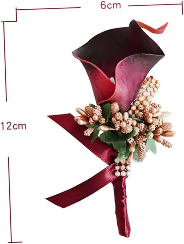 PRETYZOOM 1PC Elegant PU Floral Brooch Pin for Weddings Simulation Boutonniere with Rhinestone Inlay for Brides Bridesmaids and Special Occasions Evening Accessory