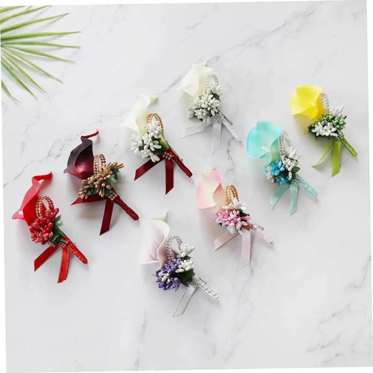 PRETYZOOM 1PC Elegant PU Floral Brooch Pin for Weddings Simulation Boutonniere with Rhinestone Inlay for Brides Bridesmaids and Special Occasions Evening Accessory