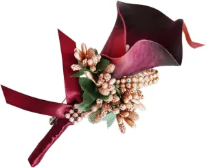 PRETYZOOM 1PC Elegant PU Floral Brooch Pin for Weddings Simulation Boutonniere with Rhinestone Inlay for Brides Bridesmaids and Special Occasions Evening Accessory
