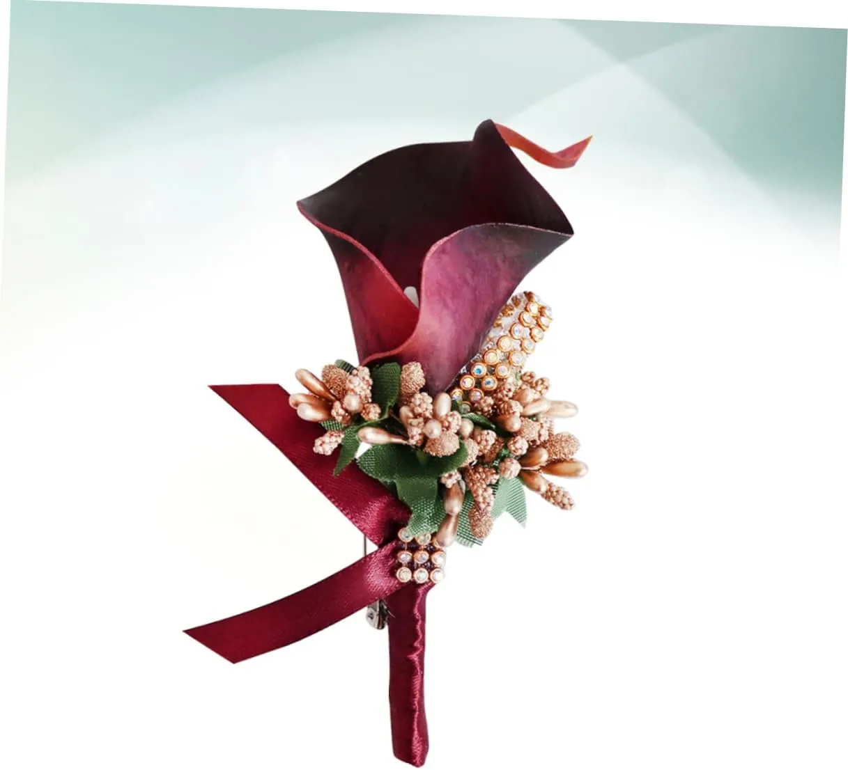 PRETYZOOM 1PC Elegant PU Floral Brooch Pin for Weddings Simulation Boutonniere with Rhinestone Inlay for Brides Bridesmaids and Special Occasions Evening Accessory