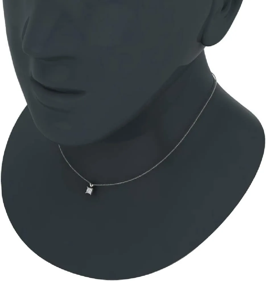 Princess Cut Diamond Pendant Necklace for women 14K Gold