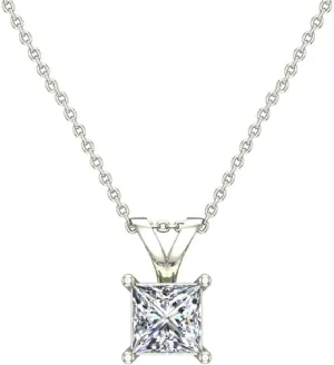 Princess Cut Diamond Pendant Necklace for women 14K Gold