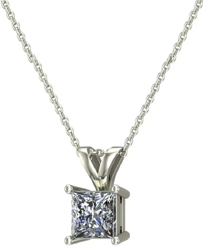 Princess Cut Diamond Pendant Necklace for women 14K Gold