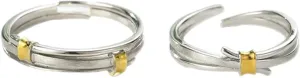 Promise Ring, Adjustable Rings Sterling Silver with Silver Gold Simple Band Couple Adjustable Band Jewelry Gift