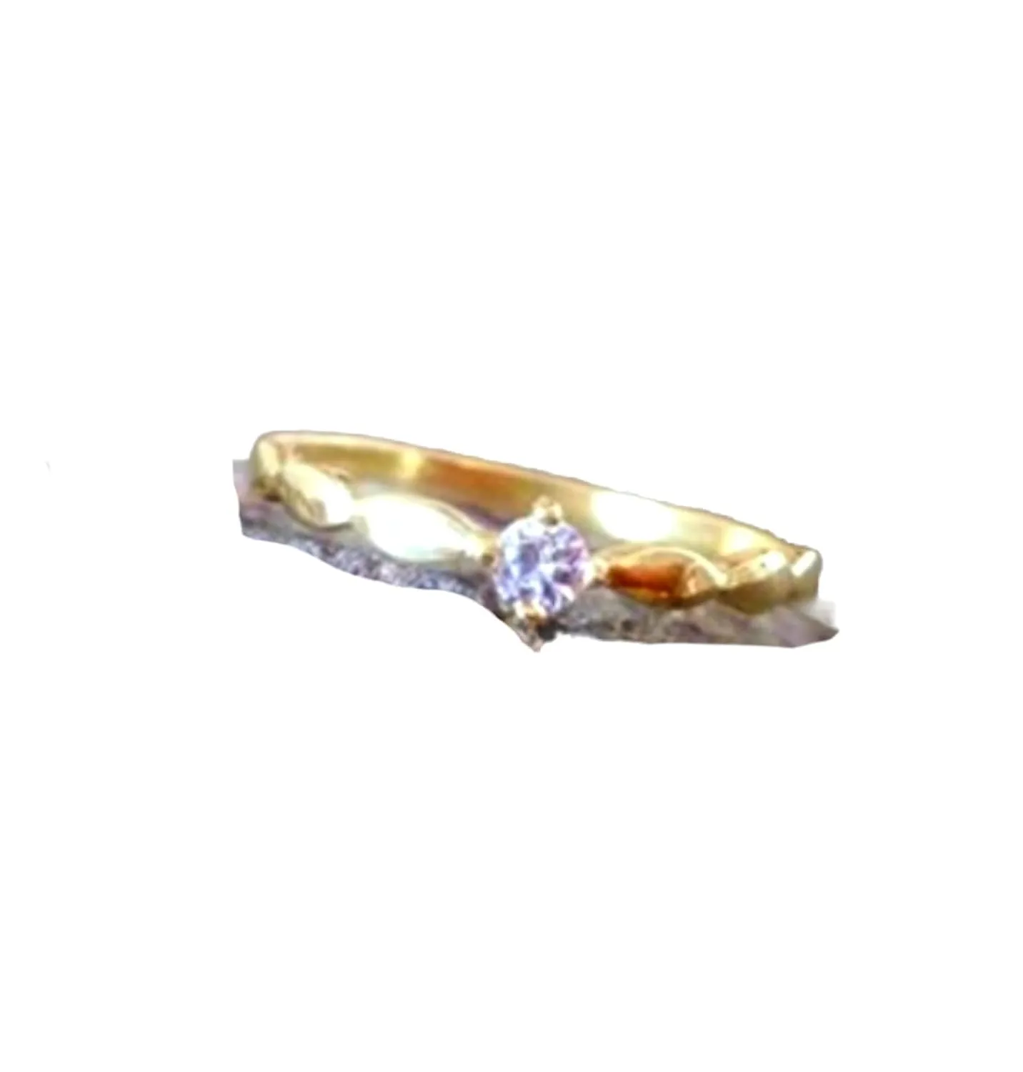 Prong Ring -Thin Gold Ring - Clear Quartz Ring - Stacking Rings - Stack Ring - Hammered Ring - Gold Tiny Ring