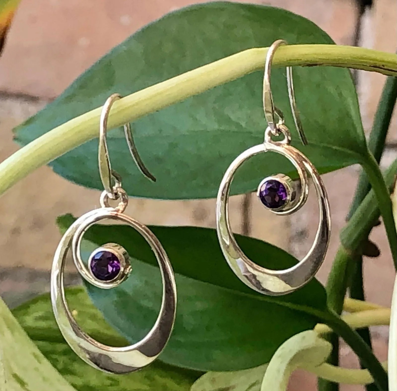 "Sophia" Oval Amethyst Drop Earrings