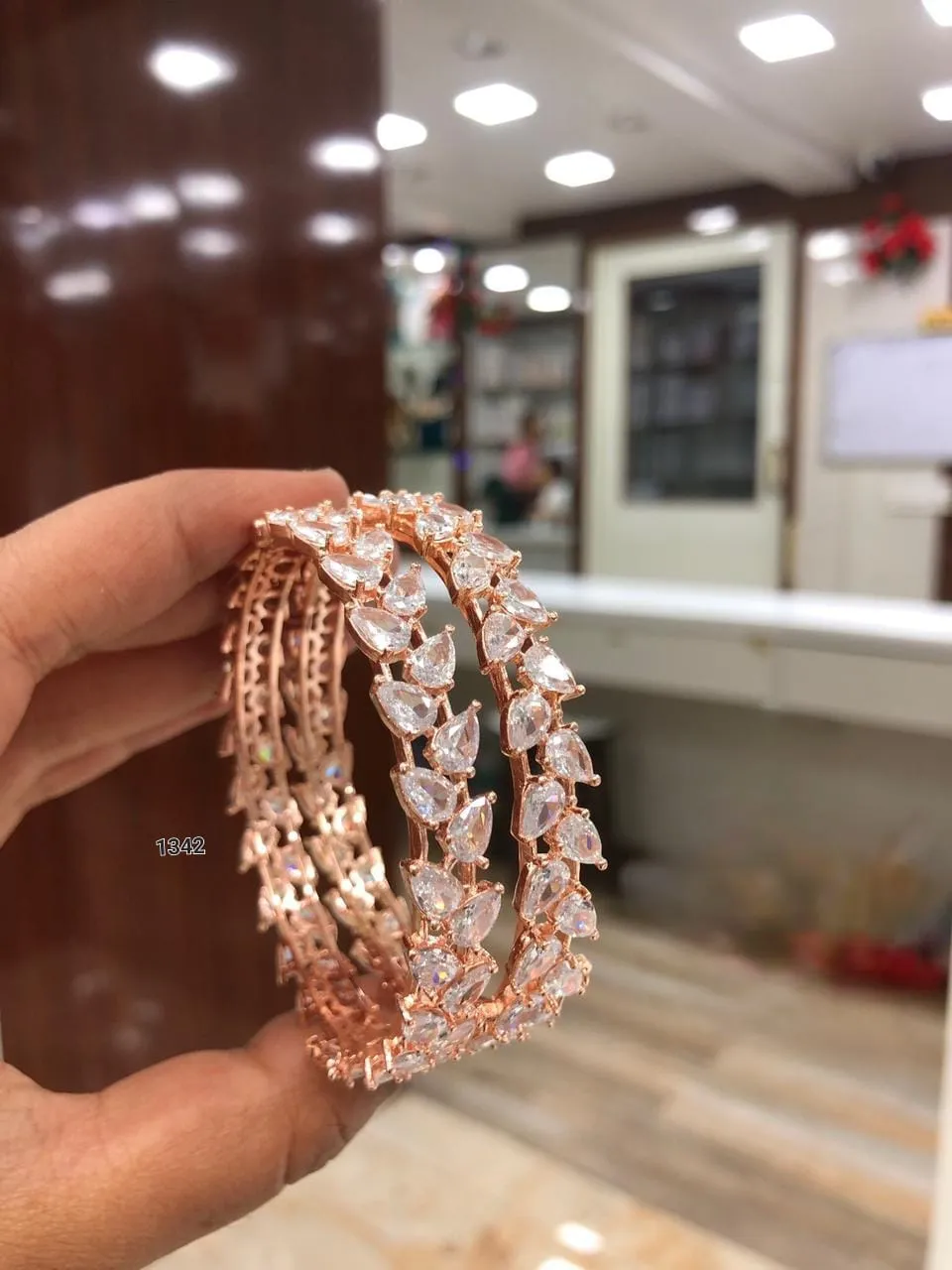 Radiant Reverie: Pair of American Diamond Bangle Set for Unmatched Glamour