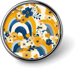 Rainbow And Floral Pin Enamel Lapel Pins Round Badge Brooches Clothing Decoration for Women Men