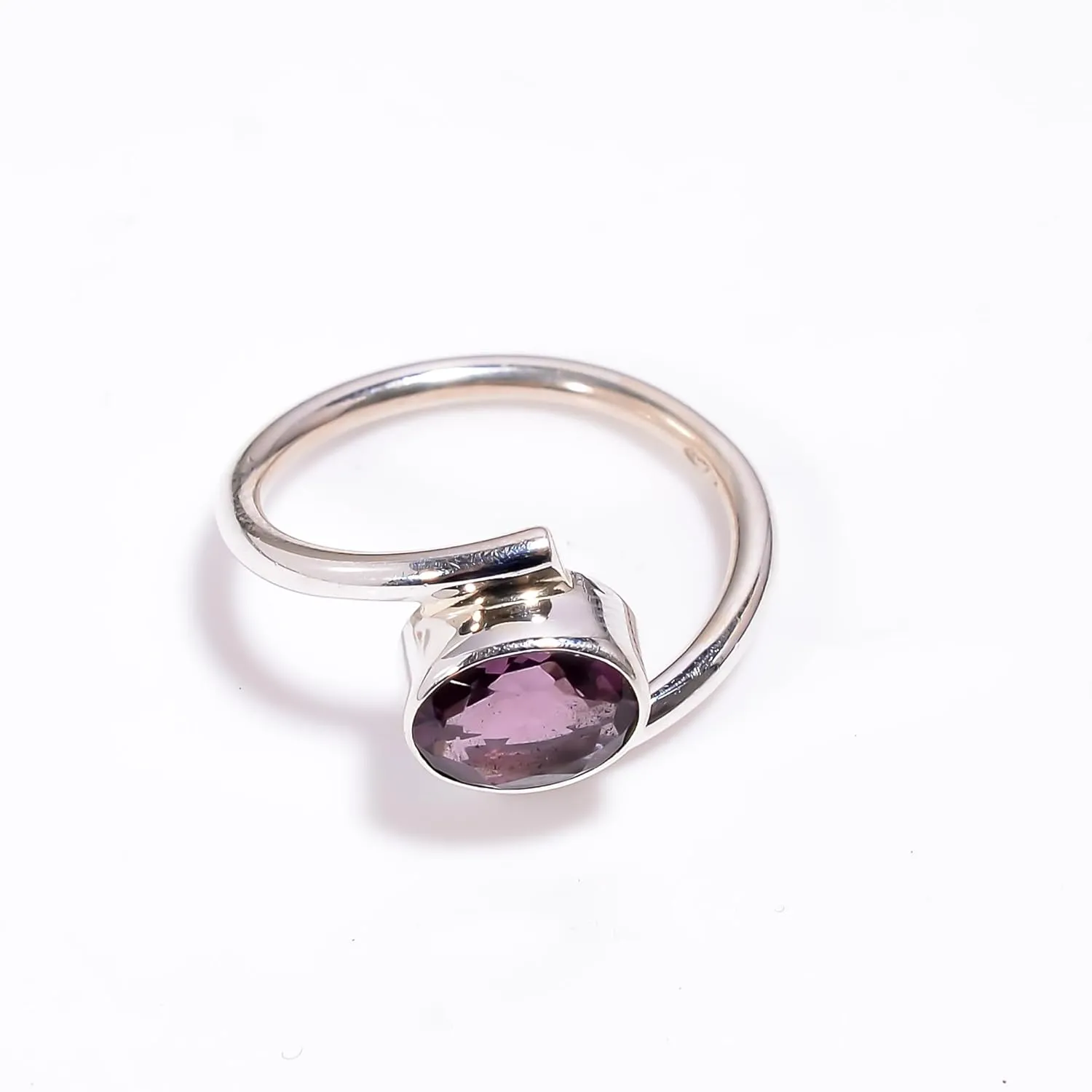 Rare Amethyst Gemstome Ring Solid 925 Sterling Silver Ring For Womens Silver Wedding Ring February Birthstone Ring Bezel Set Gemstone Ring Ring Size 6 US Minimalist Ring