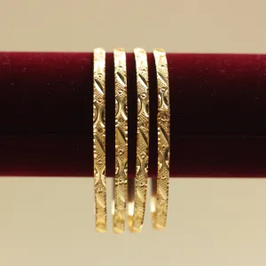 Real Gold Tone Set of 4 Bangles - SS022 - Daily Wear/Office Wear/Function Wear Bangles