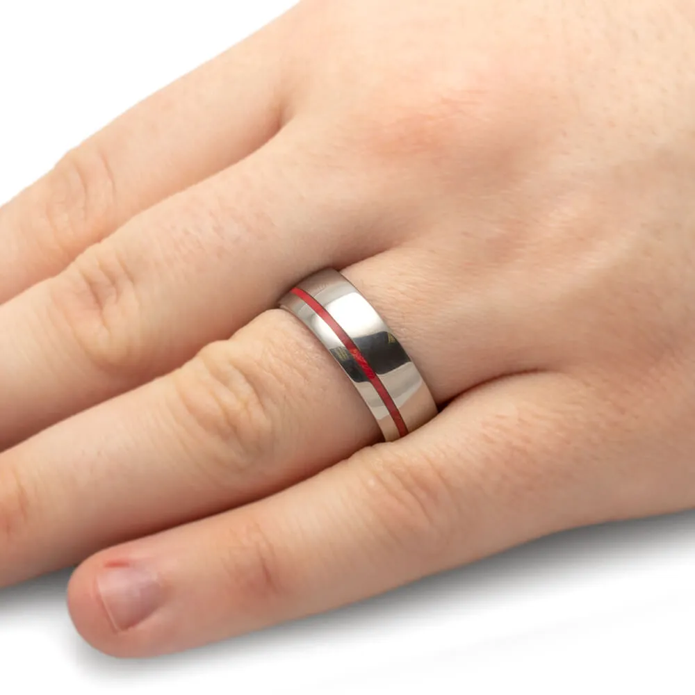 Red Box Elder Ring With Wooden Sleeve And Titanium