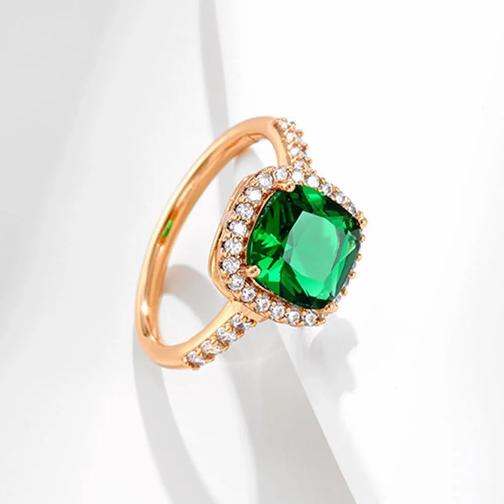 Rose Gold Plated Square Gemstone Style Rings Women's Emerald Rings Emerald Cut Gemstone Engagement Rings Wedding Rings