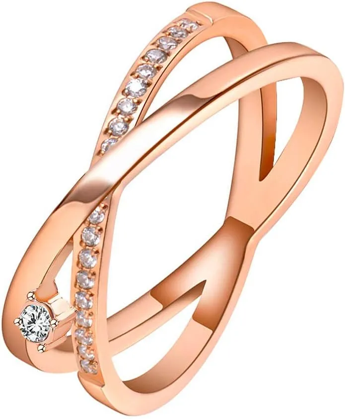 Rose Gold Stackable Rings Set for Women,Stacking Knuckle Ring, Adjustable Chunky Signet Rings with Thick Open Rings Adjustable Stackable Ring for Gift