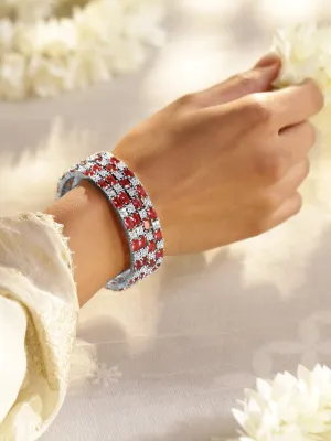 Rubans Set Of 4 Rhodium-Plated CZ Studded Bangles